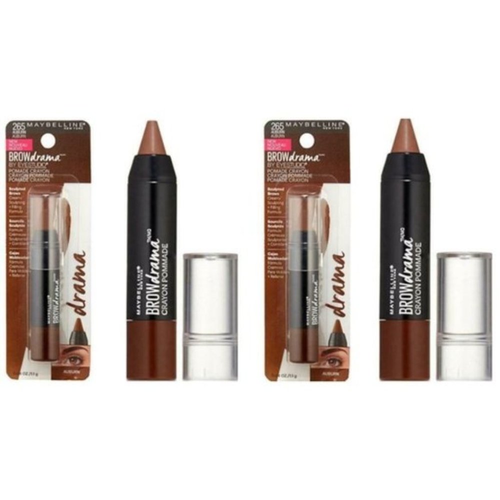 Maybelline Brow Drama Pomade Crayons Auburn #265 Set of 2 NEW IN PACKAGE - Picture 9 of 9